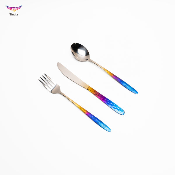 Titanium 3-Piece Knife Fork Spoon Flatware Cutlery Set Camping Tableware
